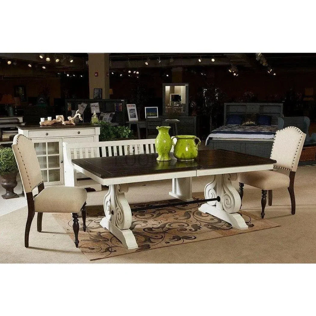 78-96" Transitional Extendable Dining Table Trestle Base Dining Tables Sideboards and Things By Sunny D