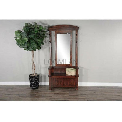 78" Narrow Entryway Bench Hall Tree With Mirror Bench Storage Hall Trees & Lockers Sideboards and Things By Sunny D