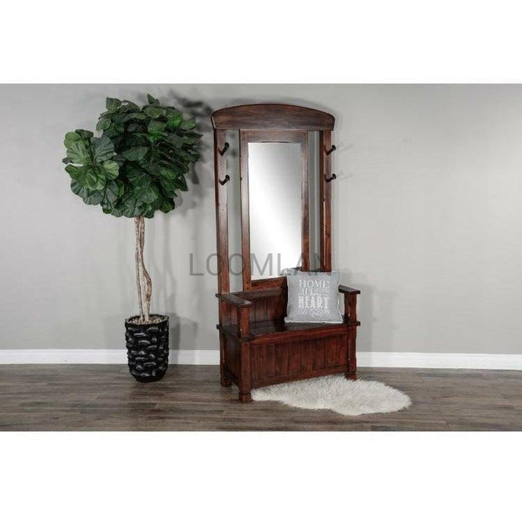 78" Narrow Entryway Bench Hall Tree With Mirror Bench Storage Hall Trees & Lockers Sideboards and Things By Sunny D