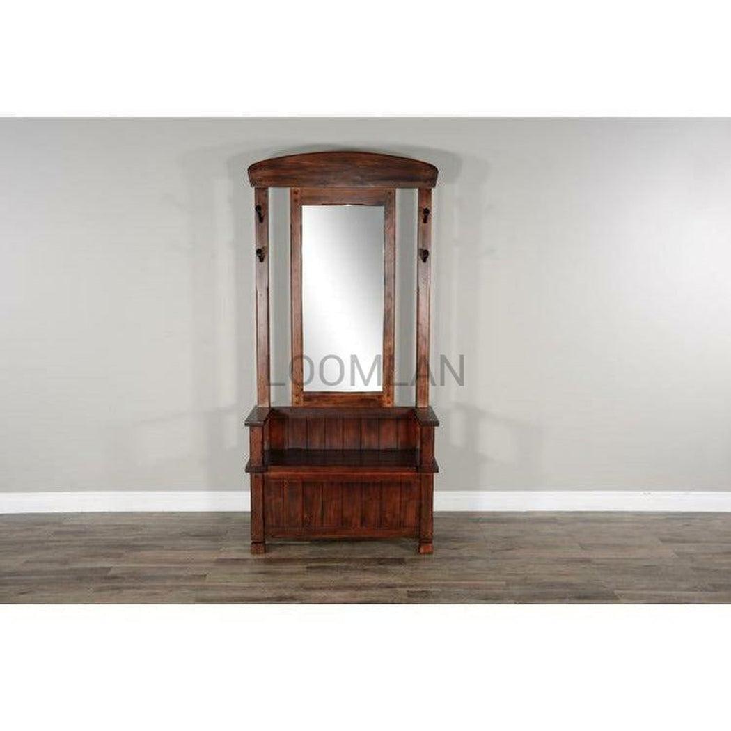 78" Narrow Entryway Bench Hall Tree With Mirror Bench Storage Hall Trees & Lockers Sideboards and Things By Sunny D