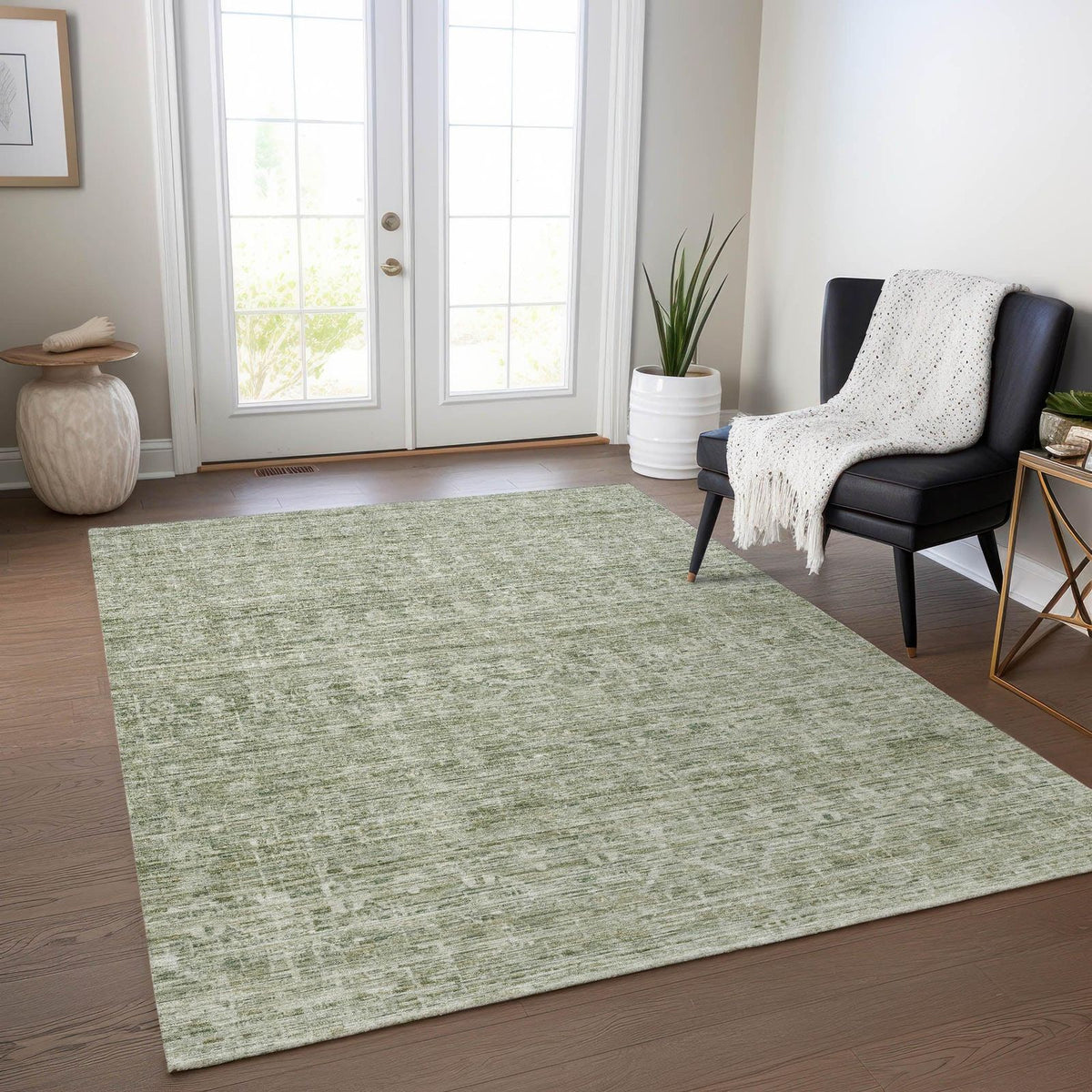 Irion Sage Washable Indoor-Outdoor Rug -- sage