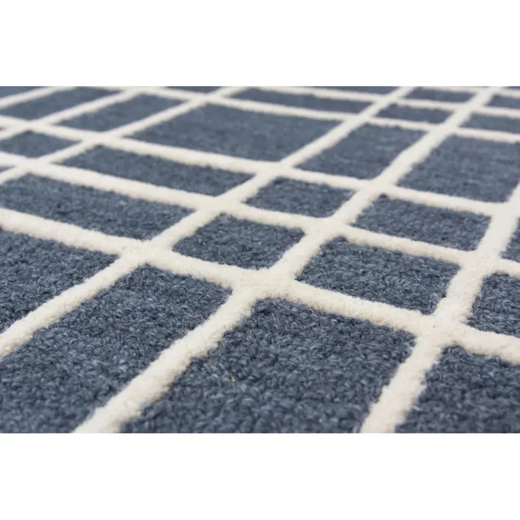 Ceas Plaid Blue Living Room Rug - LOOMLAN - LOOMLAN - Area Rugs