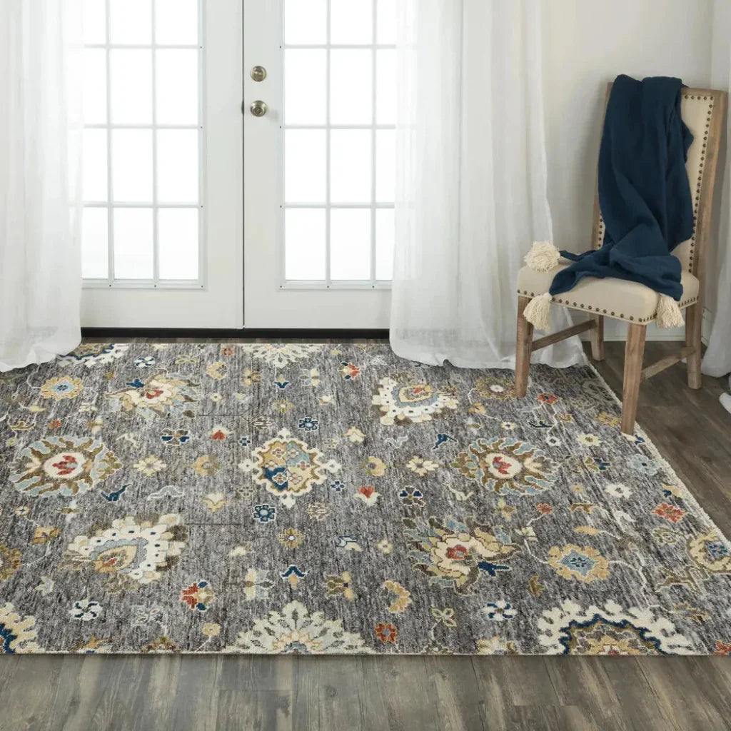 Abra Floral Gray Large Area Rugs For Living Room -- gray