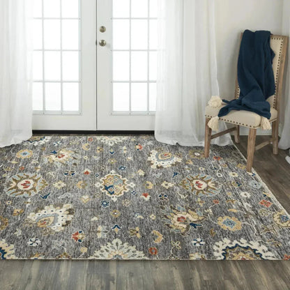 Abra Floral Gray Large Area Rugs For Living Room -- gray