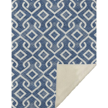 Offset Stripes Navy Washable Indoor-Outdoor Rug