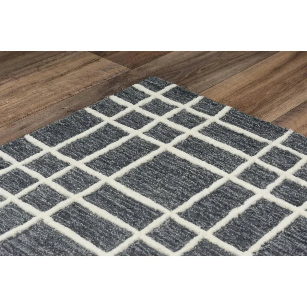 Cees Plaid Gray Living Room Rug -- gray