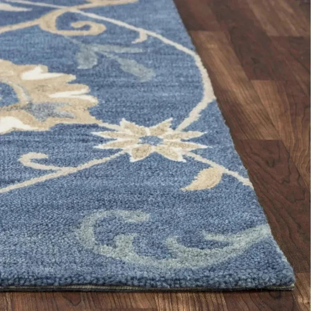 Copa Blue Round Area Rugs For Dining Room -- blue