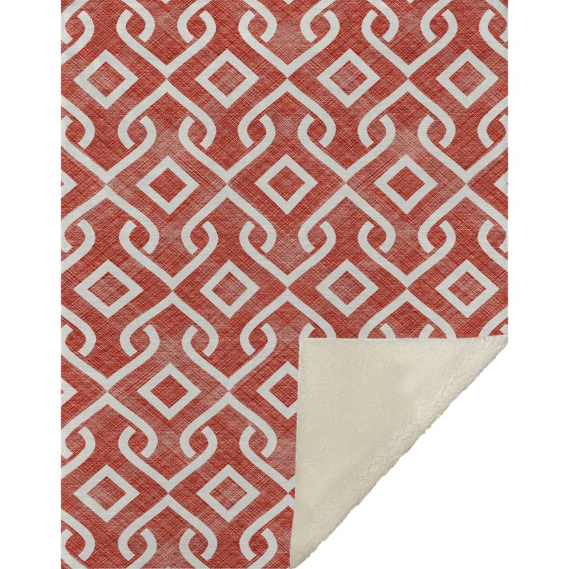 Offset Stripes Red Washable Indoor-Outdoor Rug