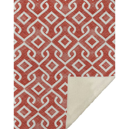 Offset Stripes Red Washable Indoor-Outdoor Rug