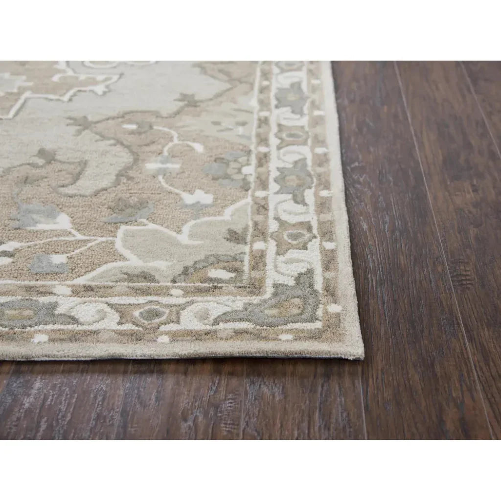 Awad Central Medallion Tan Large Area Rugs -- tan