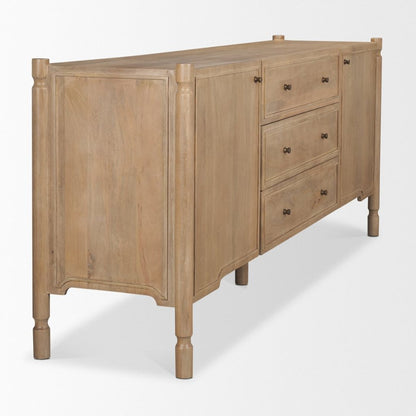 Phil 82"W Light Brown Solid Wood 2-Door 3-Drawer Closed Side -- Light Brown