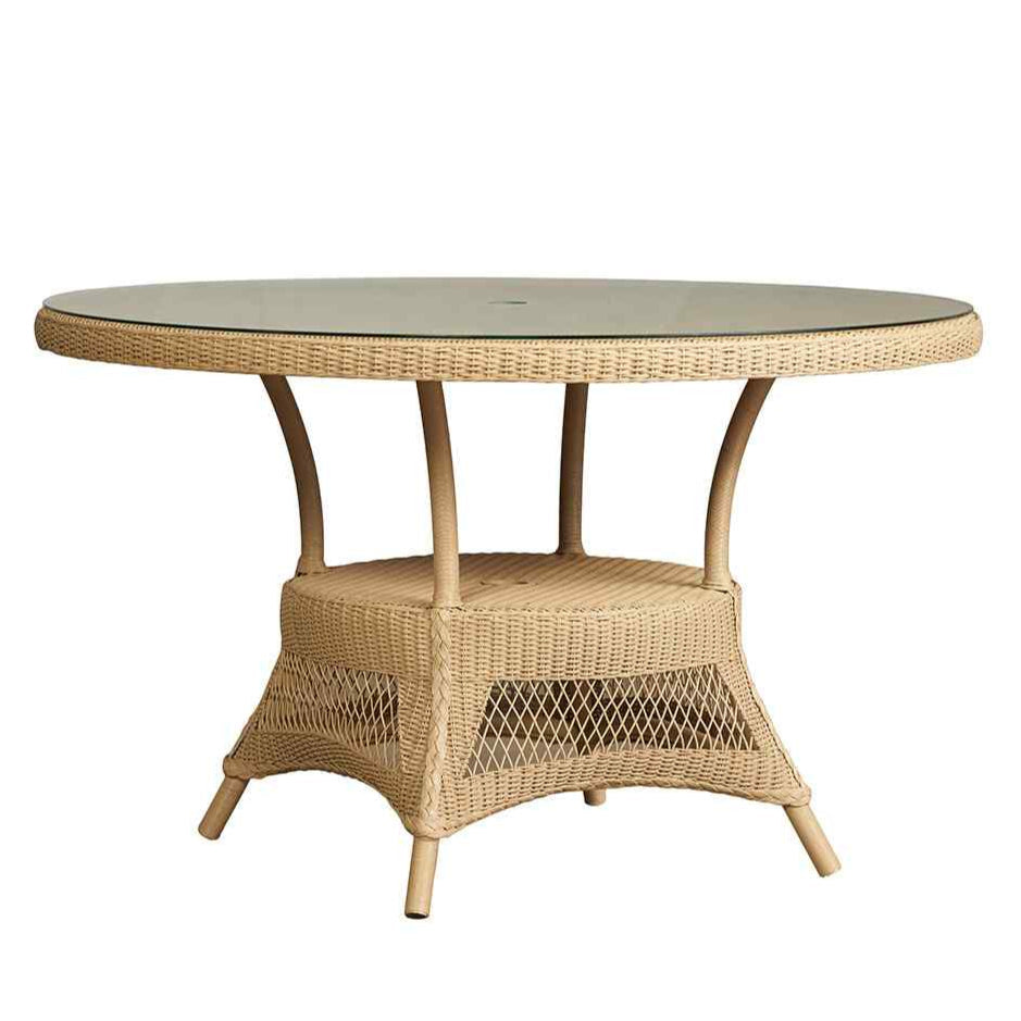 Loom Round Umbrella Outdoor Dining Table-Outdoor Dining Tables-Lloyd Flanders-Sideboads And Things
