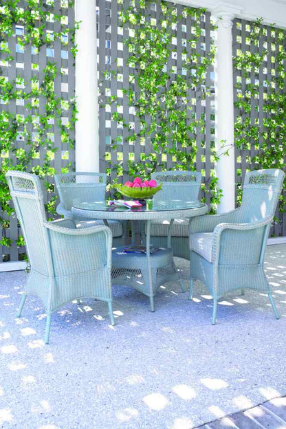 Loom Round Umbrella Outdoor Dining Table-Outdoor Dining Tables-Lloyd Flanders-Sideboads And Things