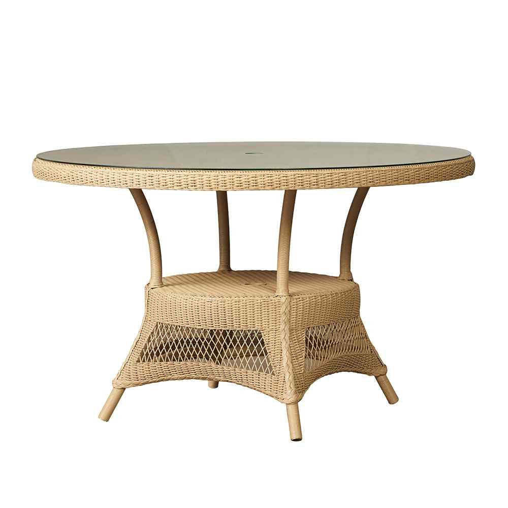 Loom Round Umbrella Outdoor Dining Table-Outdoor Dining Tables-Lloyd Flanders-Sideboads And Things