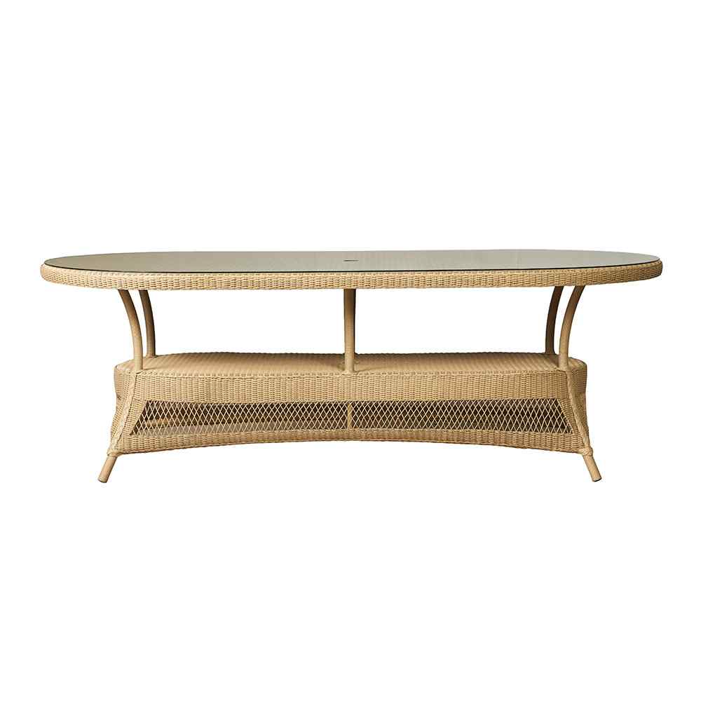Loom Oval Umbrella Outdoor Dining Table-Outdoor Dining Tables-Lloyd Flanders-Sideboads And Things