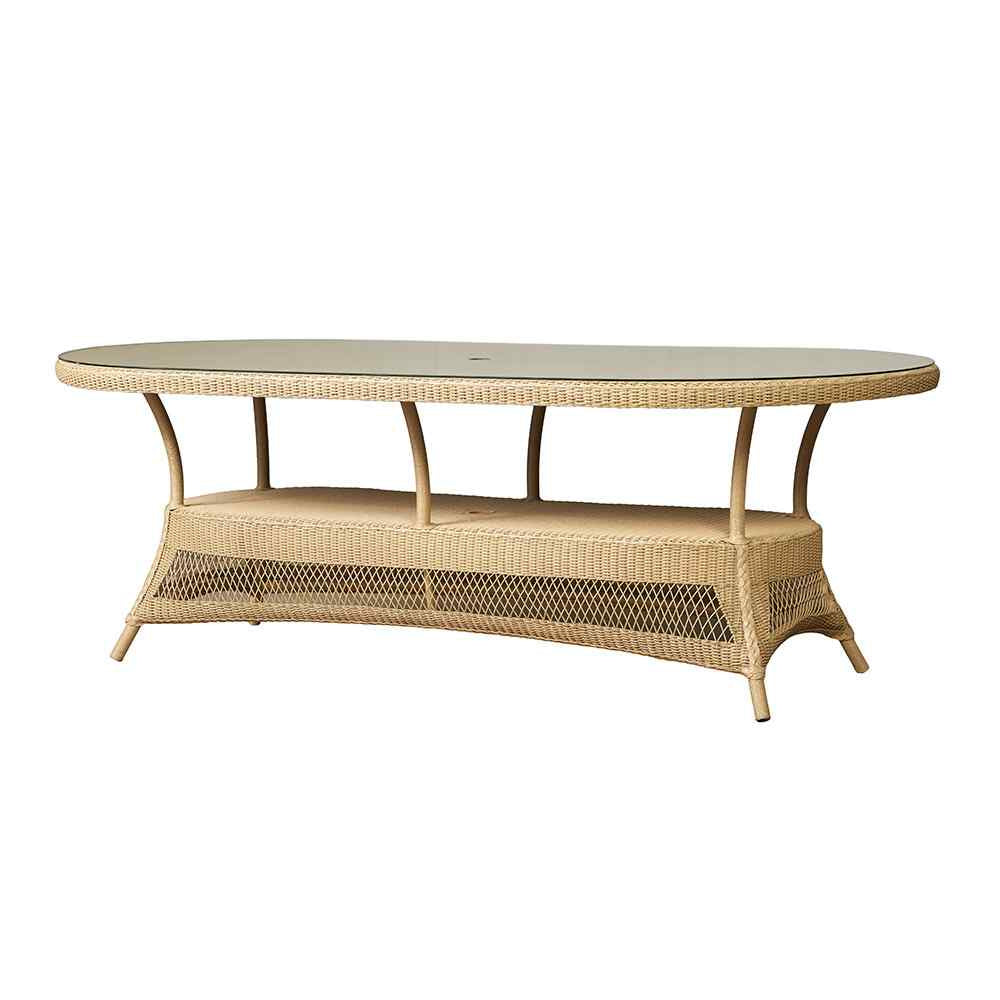 Loom Oval Umbrella Outdoor Dining Table-Outdoor Dining Tables-Lloyd Flanders-Sideboads And Things