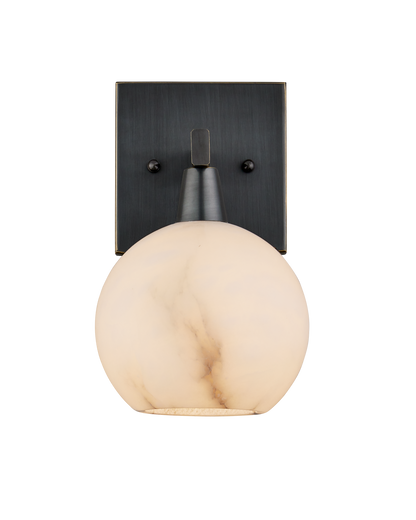 Bombelles Metal and Alabaster Black Bath Wall Sconce