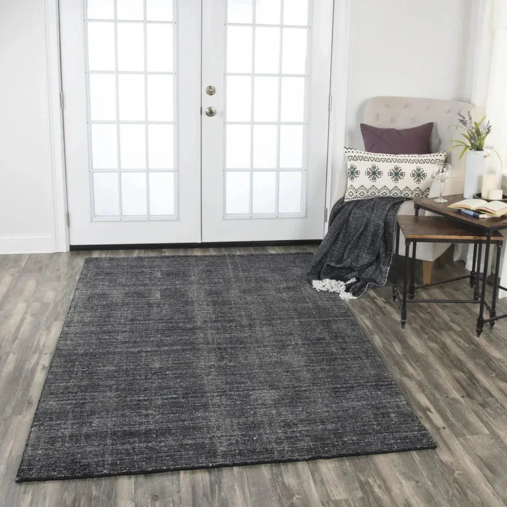 Bals Solid Charcoal Area Rugs For Living Room -- charcoal
