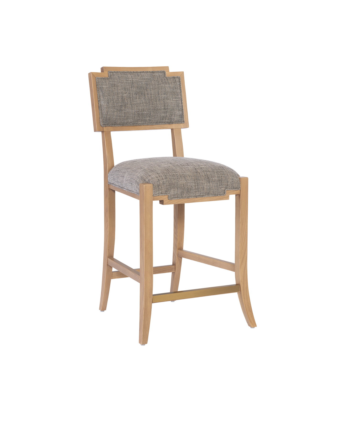 Melanie Blonde Wood and Brass Brown Counter Stool