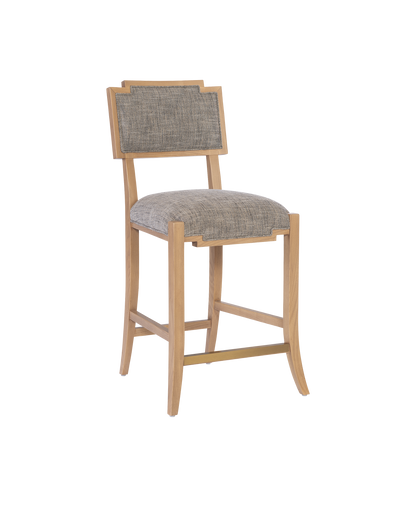 Melanie Blonde Wood and Brass Brown Counter Stool