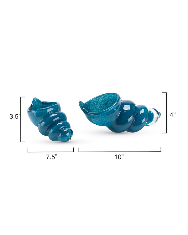 Ariel Blue Glass Shells (Set of 2)