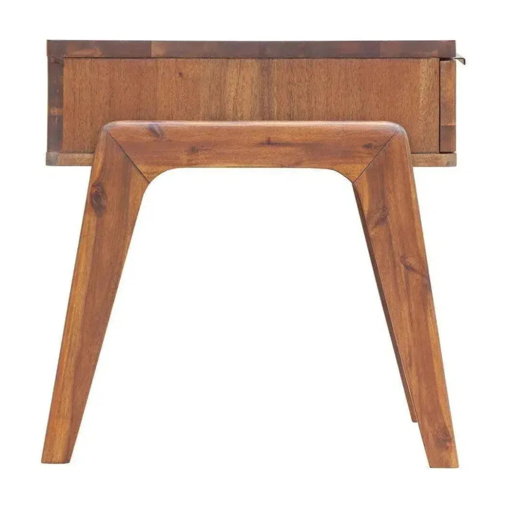 Brown Square Side Table Drawers Wood Wood Base -- view 4