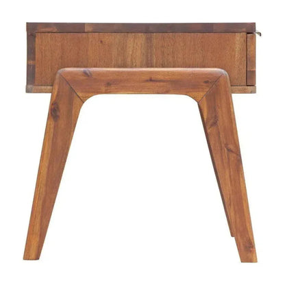 Brown Square Side Table Drawers Wood Wood Base -- view 4