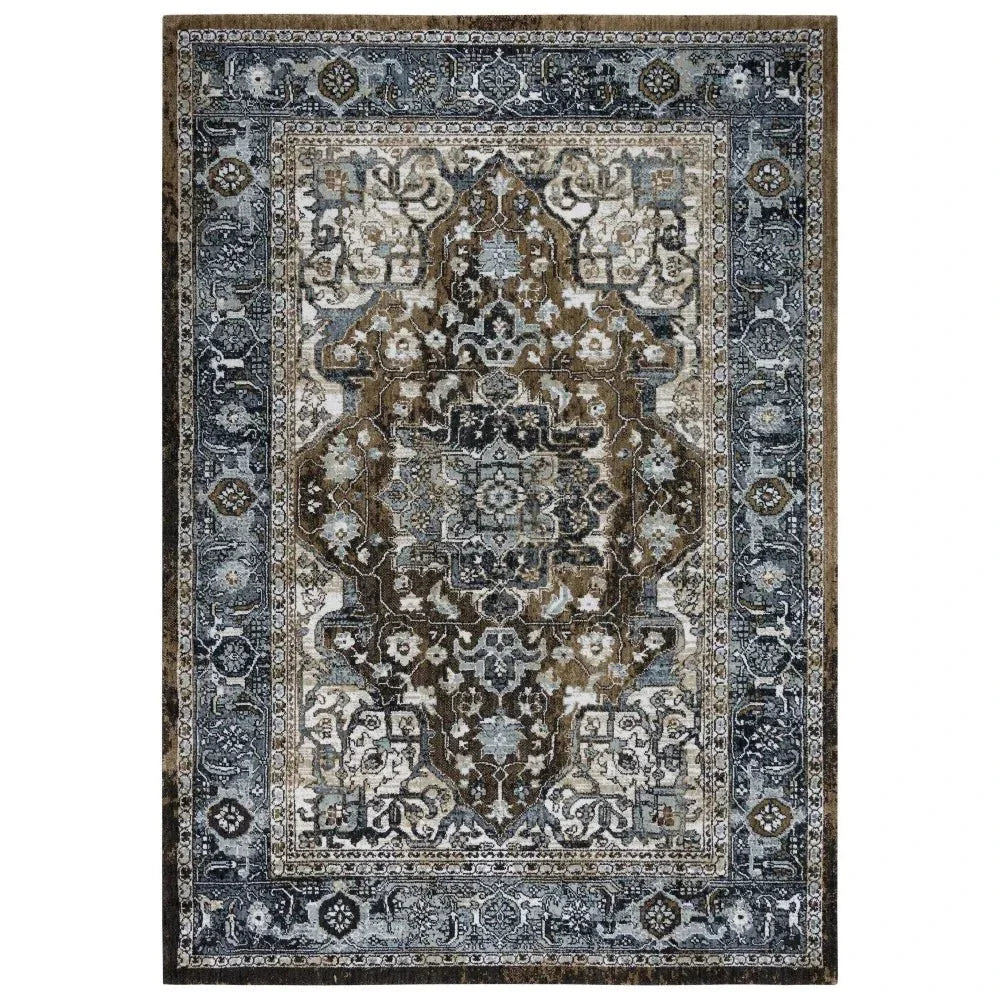 Bede Medallion Brown Large Area Rugs For Living Room