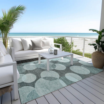 Jaelanor Teal Washable Indoor-Outdoor Rug -- teal