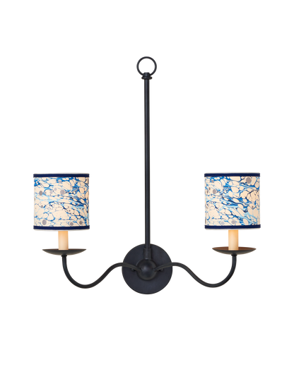 Marble Blue Lace Paper Drum Chandelier Shade