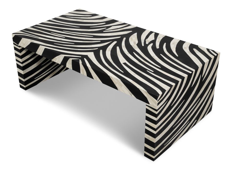 Meridian 51" Bone Inlay Coffee Table -- Black,White