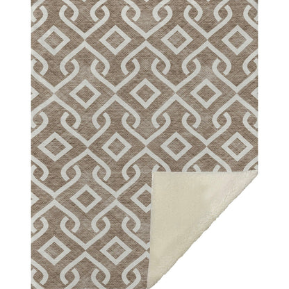 Offset Stripes Brown Washable Indoor-Outdoor Rug