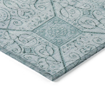 Iriora Teal Washable Indoor-Outdoor Rug