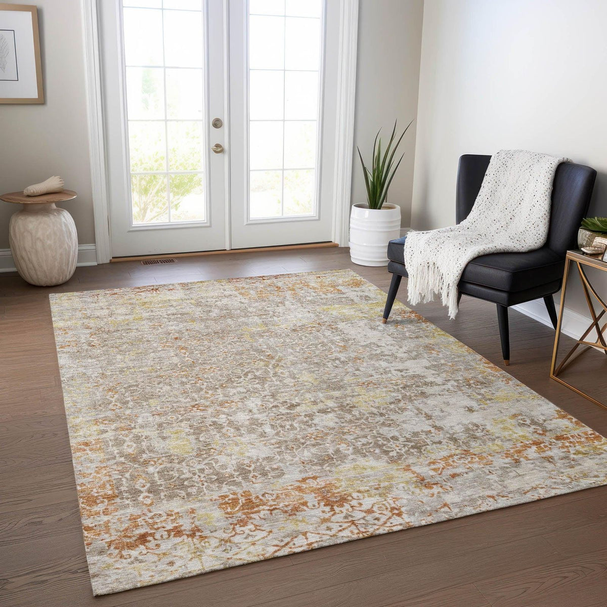 Jaelara Brown Washable Indoor-Outdoor Rug -- brown