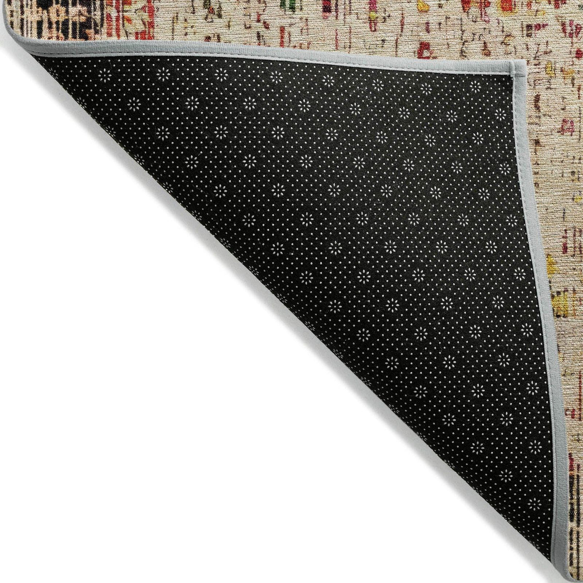 Haelon Beige Washable Indoor-Outdoor Rug