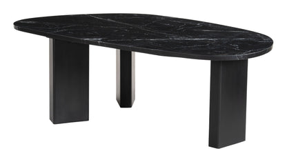 Aberdeen Black Marble and Wood Geometric Coffee Table