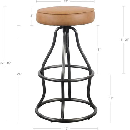 Tan Leather Seat Backless Height Counter Stool -- view 7