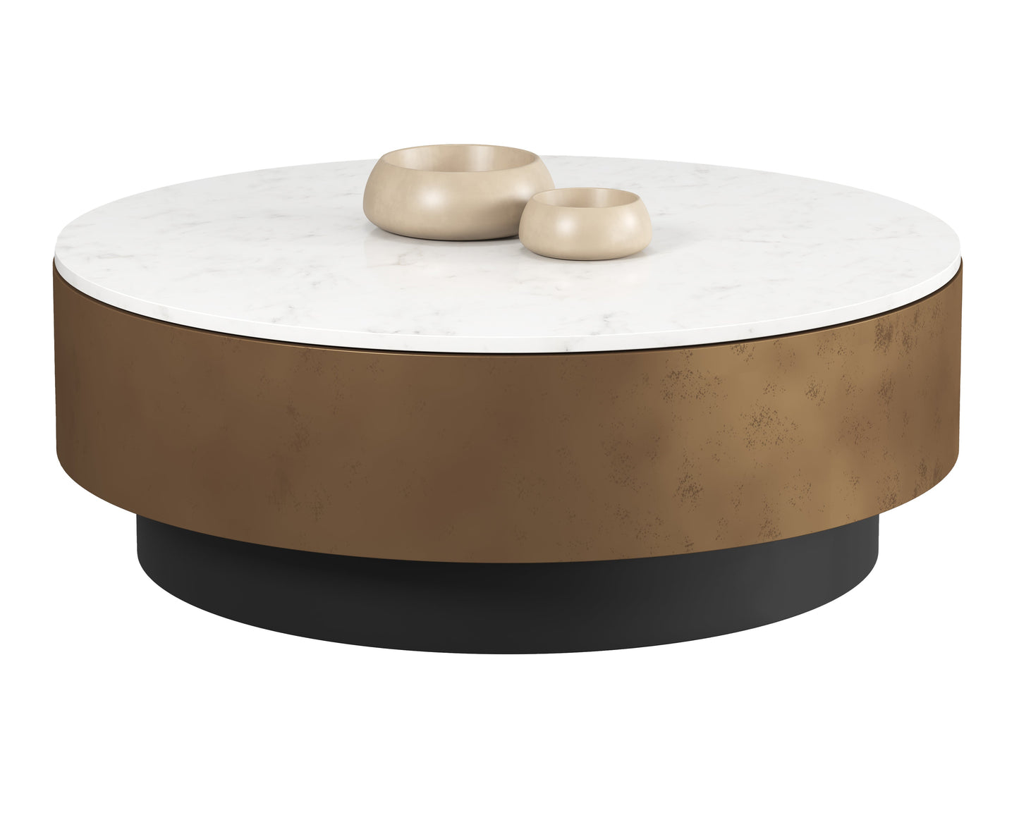 Zelda Coffee Table Modern White Marble Top Black Base