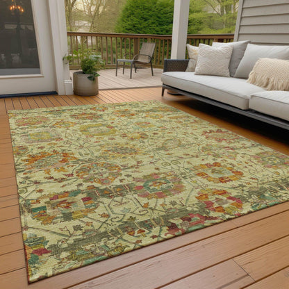Haelira Gold Washable Indoor-Outdoor Rug -- gold