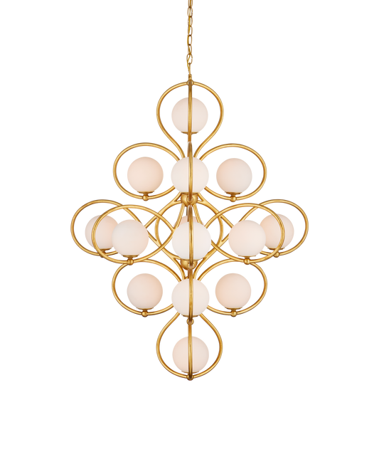 Storrs Iron and Glass Gold Chandelier