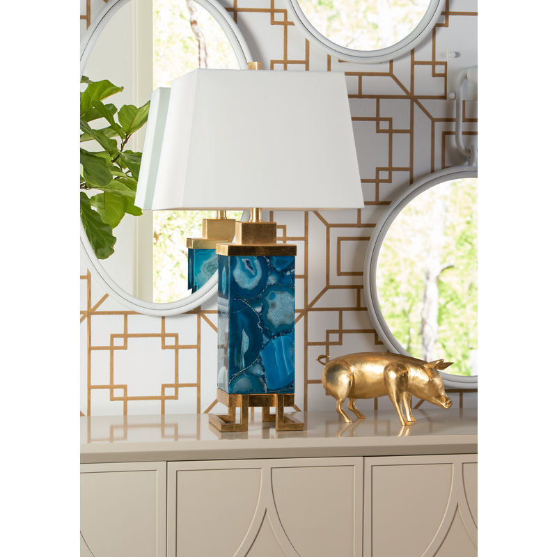 Wildwood Oceans Blue Agate Gold Leaf Finish Table Lamp