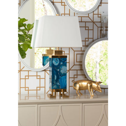 Wildwood Oceans Blue Agate Gold Leaf Finish Table Lamp