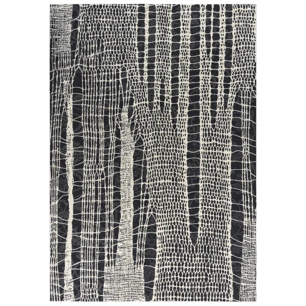 Dish Abstract Black Kitchen Hallway Runner Rug