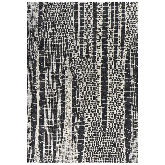 Dish Abstract Black Kitchen Hallway Runner Rug