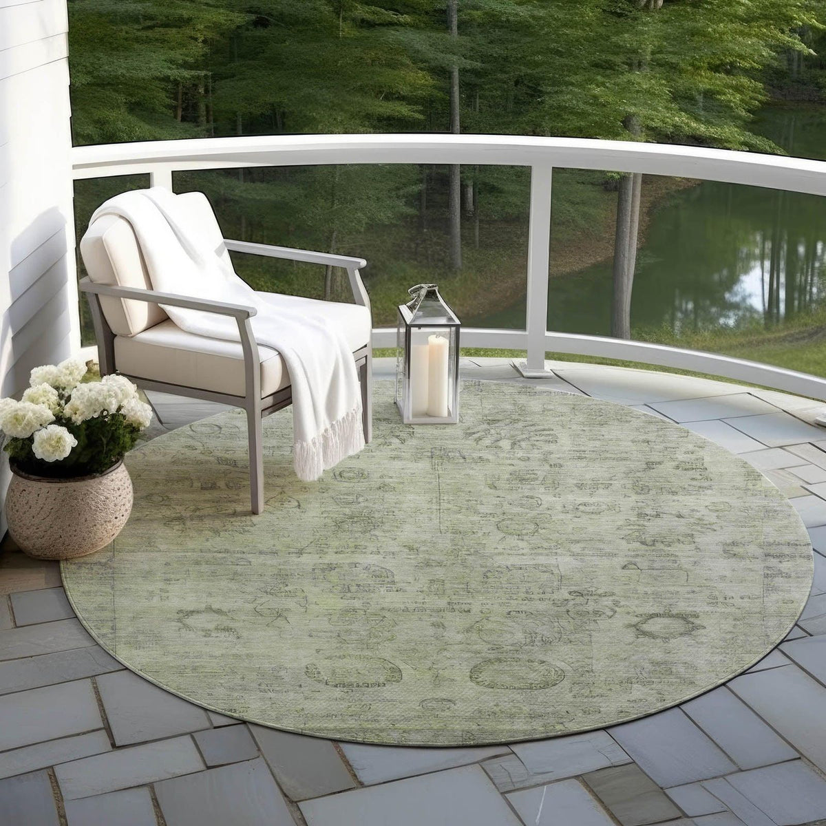 Laeanor Green Washable Indoor-Outdoor Rug