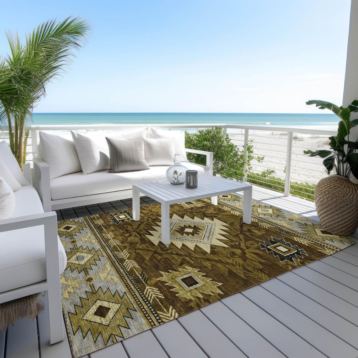 Jaelas Brown Washable Indoor-Outdoor Rug -- brown
