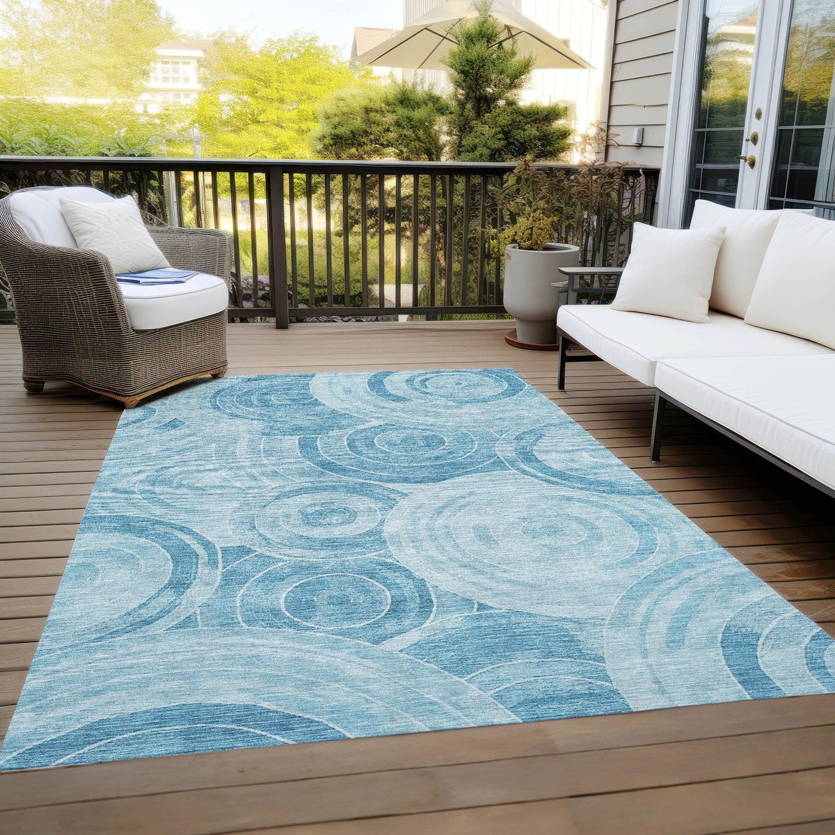 Jaelain Denim Washable Indoor-Outdoor Rug