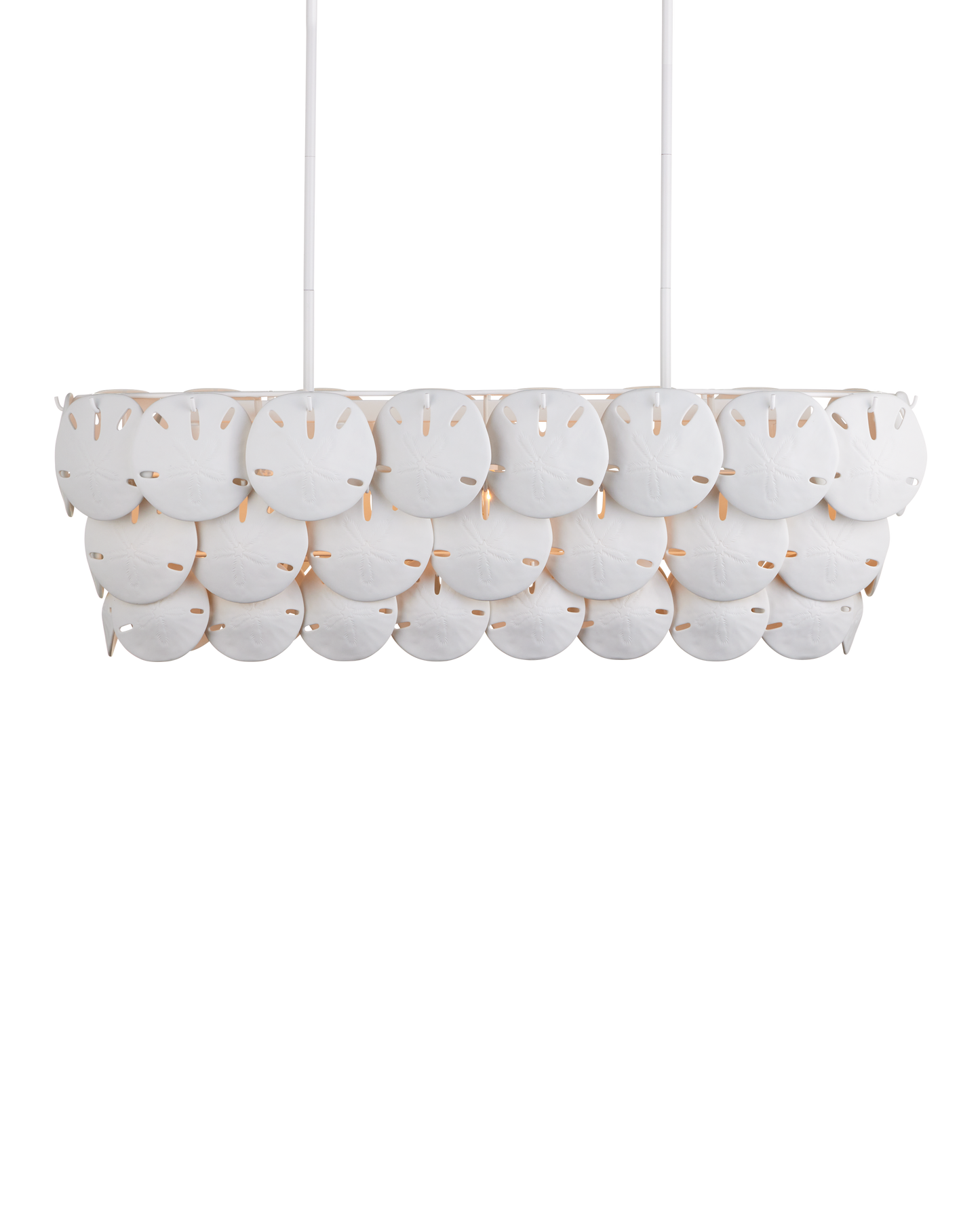 Tulum Oval Iron and Bone China White Chandelier