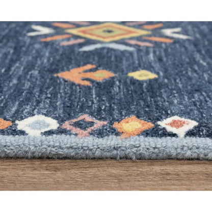 Ayar Geometric Blue Living Room Rug - LOOMLAN - LOOMLAN - Area Rugs