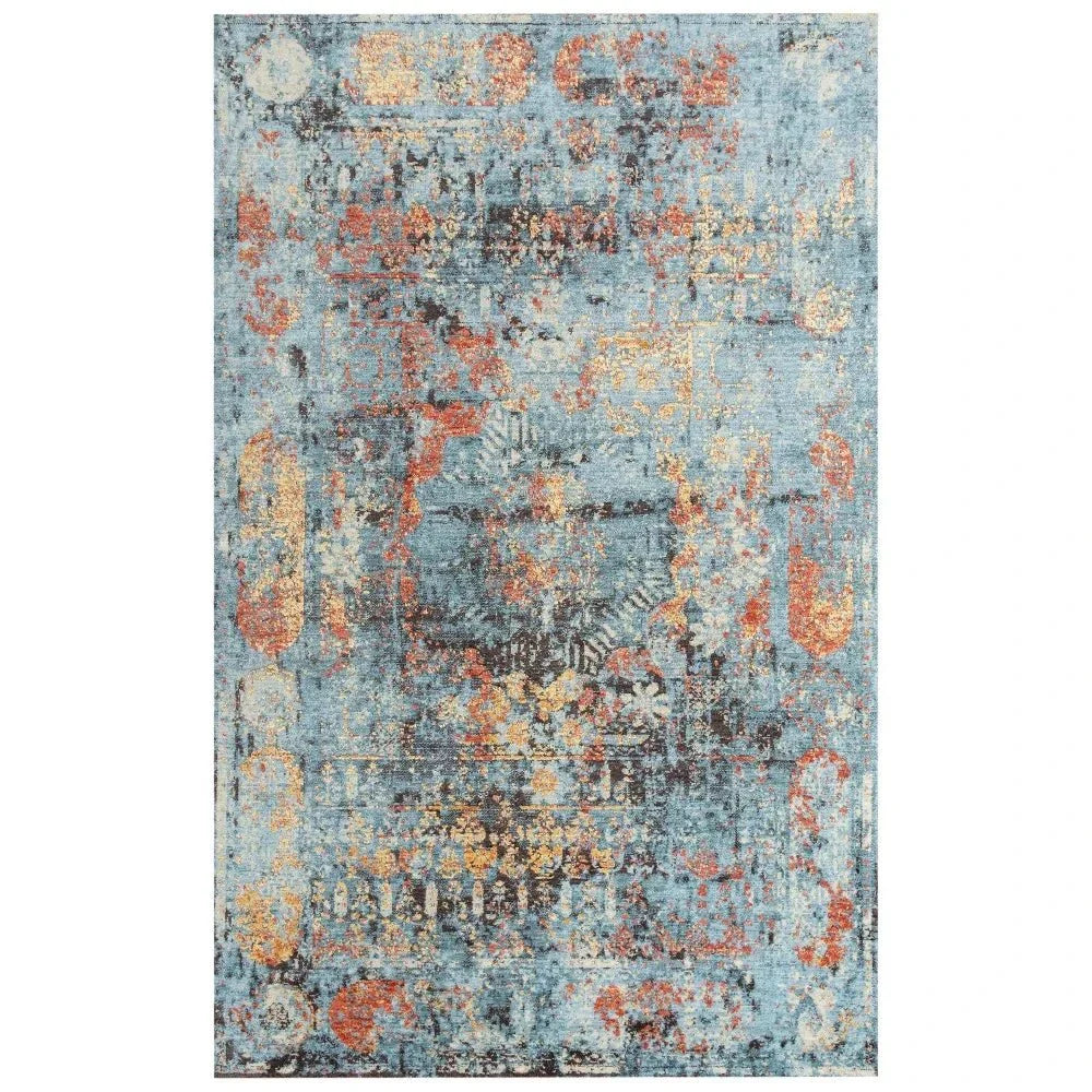 Alli Abstract Blue Large Area Rugs For Living Room